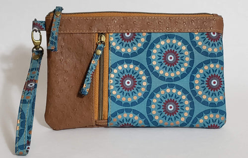 Rikki - Blue and Mustard Wristlet