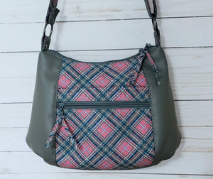 Heidi - Pink Plaid and Gray Bag