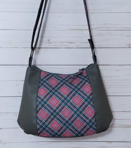 Heidi - Pink Plaid and Gray Bag