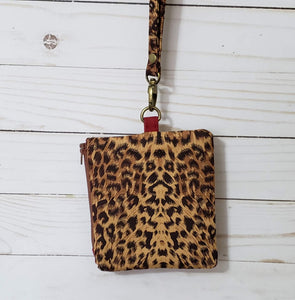 Lucy - Red and Animal Print Badge Holder and Lanyard