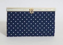 Load image into Gallery viewer, Slick  - Navy and Cream Polka Dot