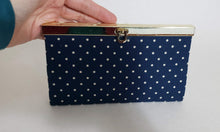 Load image into Gallery viewer, Slick  - Navy and Cream Polka Dot