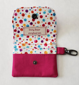 Mae - Pink, Polka Dots, and Gunmetal Hardware Mini Wallet