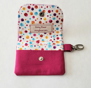 Mae - Pink, Polka Dots, and Silver Hardware Mini Wallet