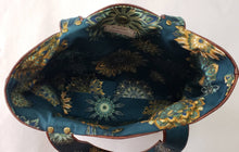 Load image into Gallery viewer, Mabel Tote - Brown Faux Leather and Peacock Teal