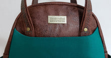 Load image into Gallery viewer, Dorothy Backpack - Greenish Teal Wool and Brown Vinyl