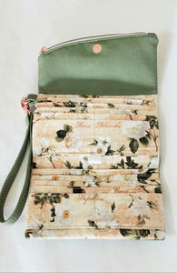 Interior of wallet laid flat