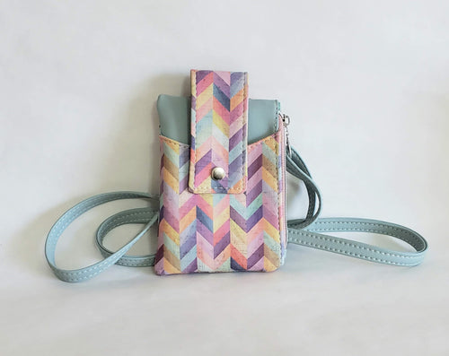 Anna Mary Crossbody Bag - Chevron/Light Blue