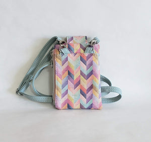 Anna Mary Crossbody Bag - Chevron/Light Blue