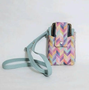 Anna Mary Crossbody Bag - Chevron/Light Blue