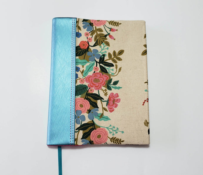 Nancy Ann - Floral with Crosshatch Turquoise Spine