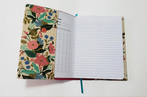 Nancy Ann - Floral with Crosshatch Turquoise Spine